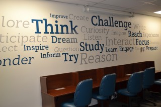 TanenbaumCHATs library wall, complete with word art