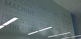 graphics installed for Lakeshore's Essex Centre's library wall