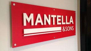signage created for Mantella's reception wall